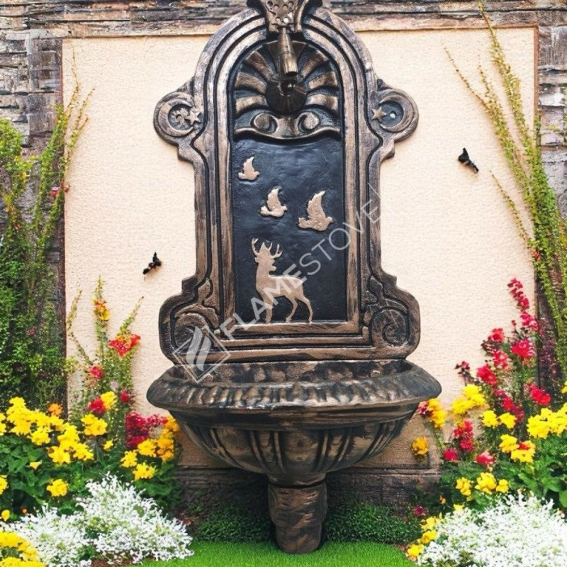 Flame Stove FS-905 Mussels Gold Aluminum Garden Fountain - Sparkly Aesthetics and elegant exterior!