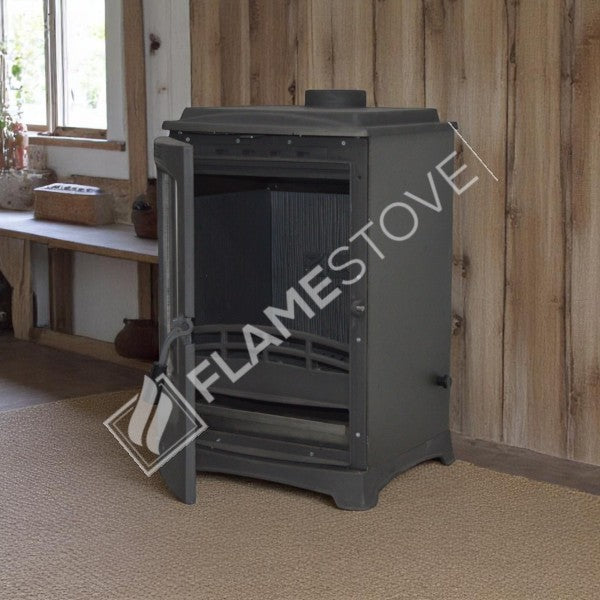 Lodi Stove Stove Fireplace Classic Flame | high efficiency Wood & coal stove, double Combustion, Class A, Schott Robax Glass, 5 kW