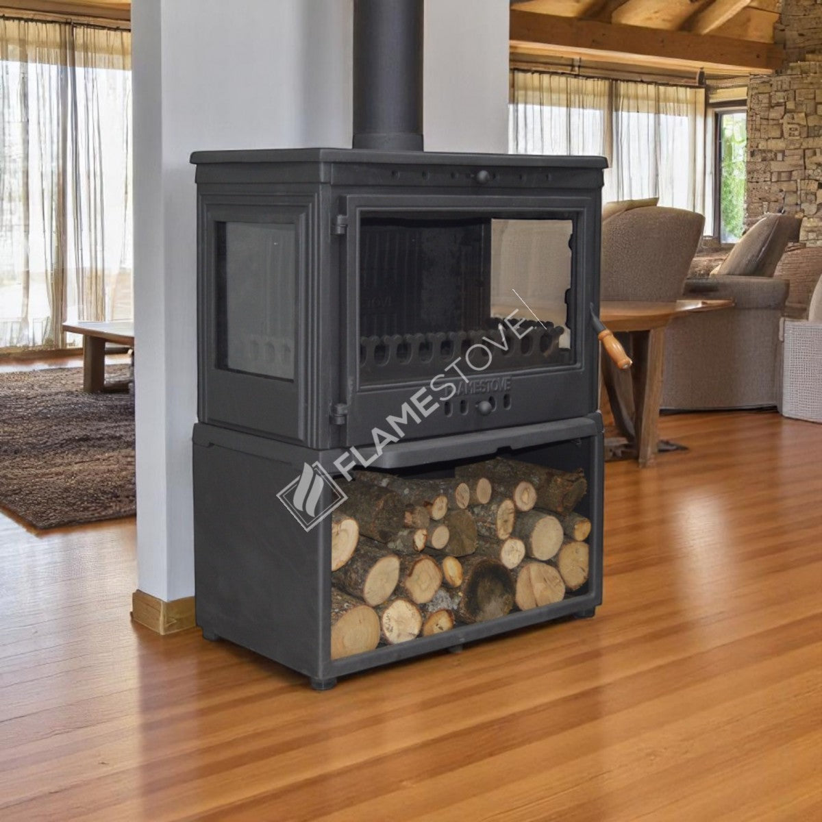 Retro Style Stove Odunluklu Lux 3 glass Casting | high efficiency Wood & coal stove, Schott Robax Glass, rear air Balance System, 9 kW