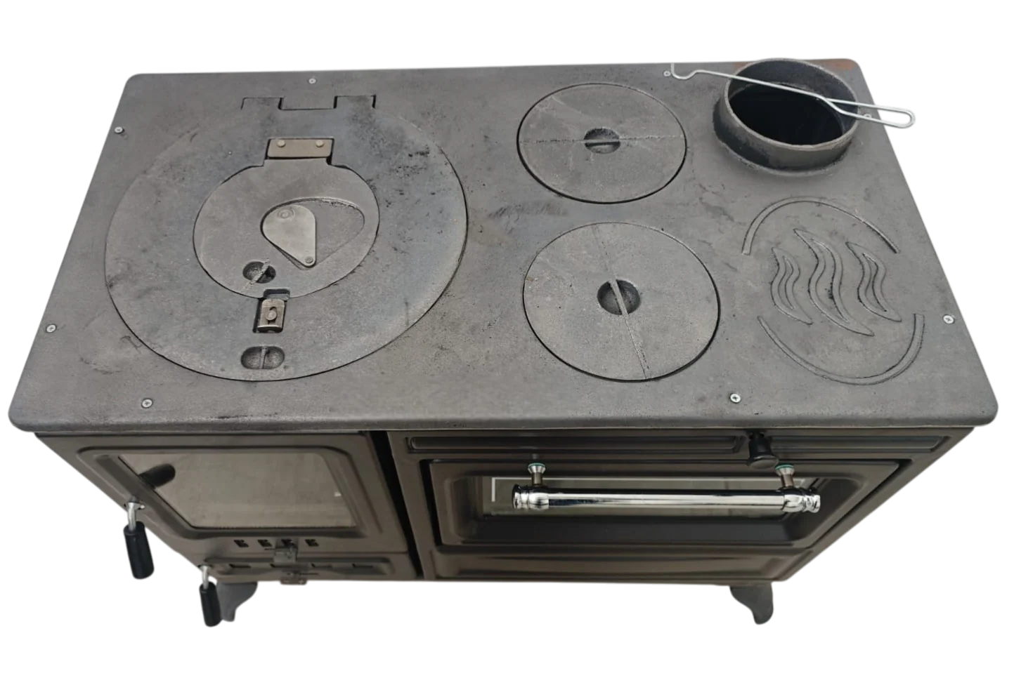 FS-316 - 40cm Cast Iron Freestanding Kitchen Stove | Enamelled Kitchen Stove with Oven | Matte Black