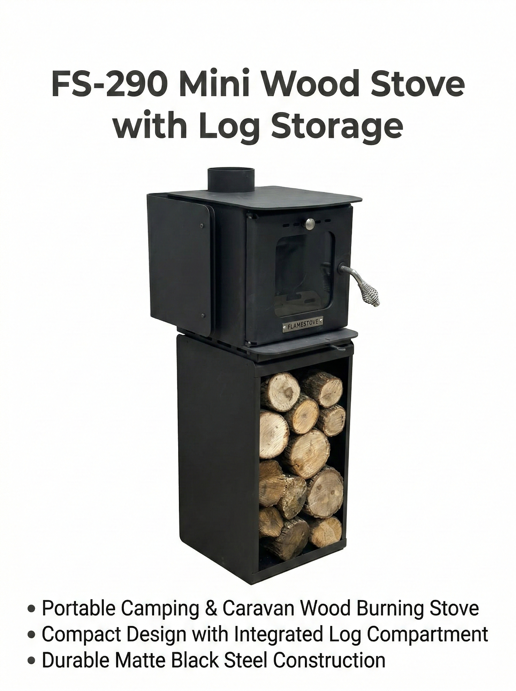 FS-290 Mini Wood Stove with Log Storage | Portable Camping & Caravan W ...