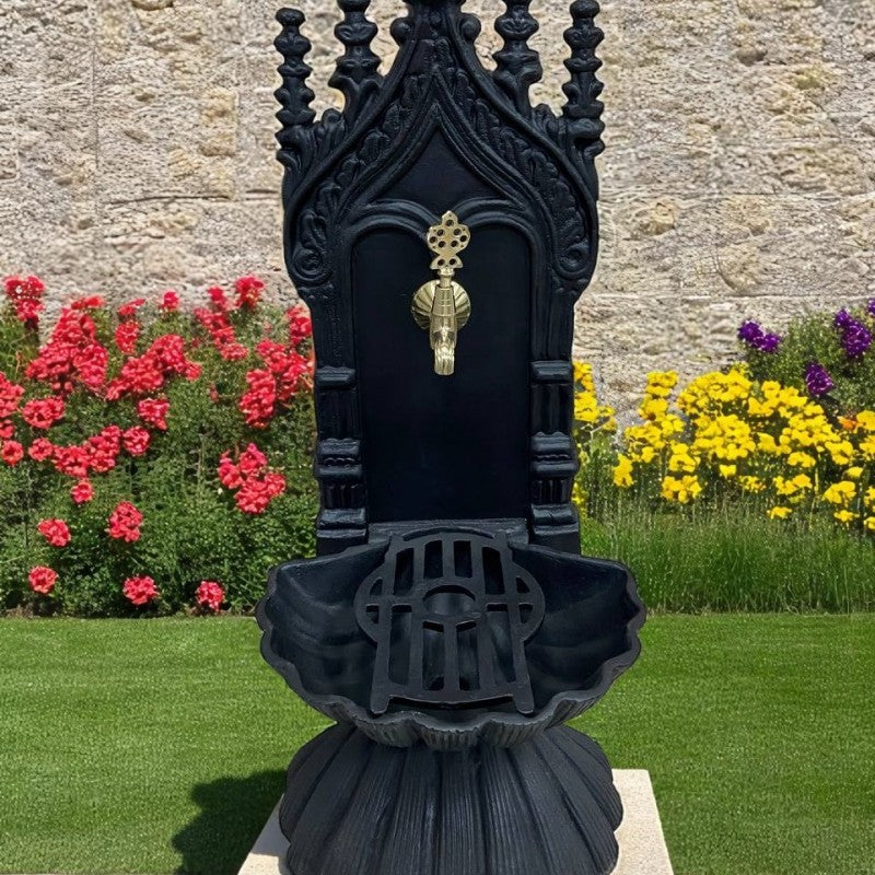 Flame Stove FS-906 mussels garden fountain aluminum matte black - modern Elegans your exterior!
