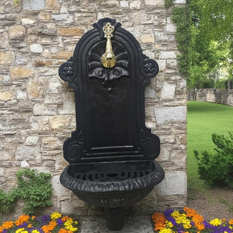 Flame Stove FS-906 mussels garden fountain aluminum matte black - modern Elegans your exterior!