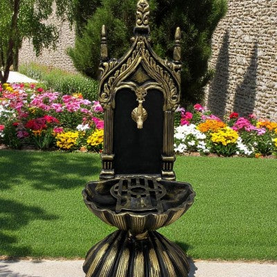Flame Stove FS-905 Mussels Gold Aluminum Garden Fountain - Sparkly Aesthetics and elegant exterior!