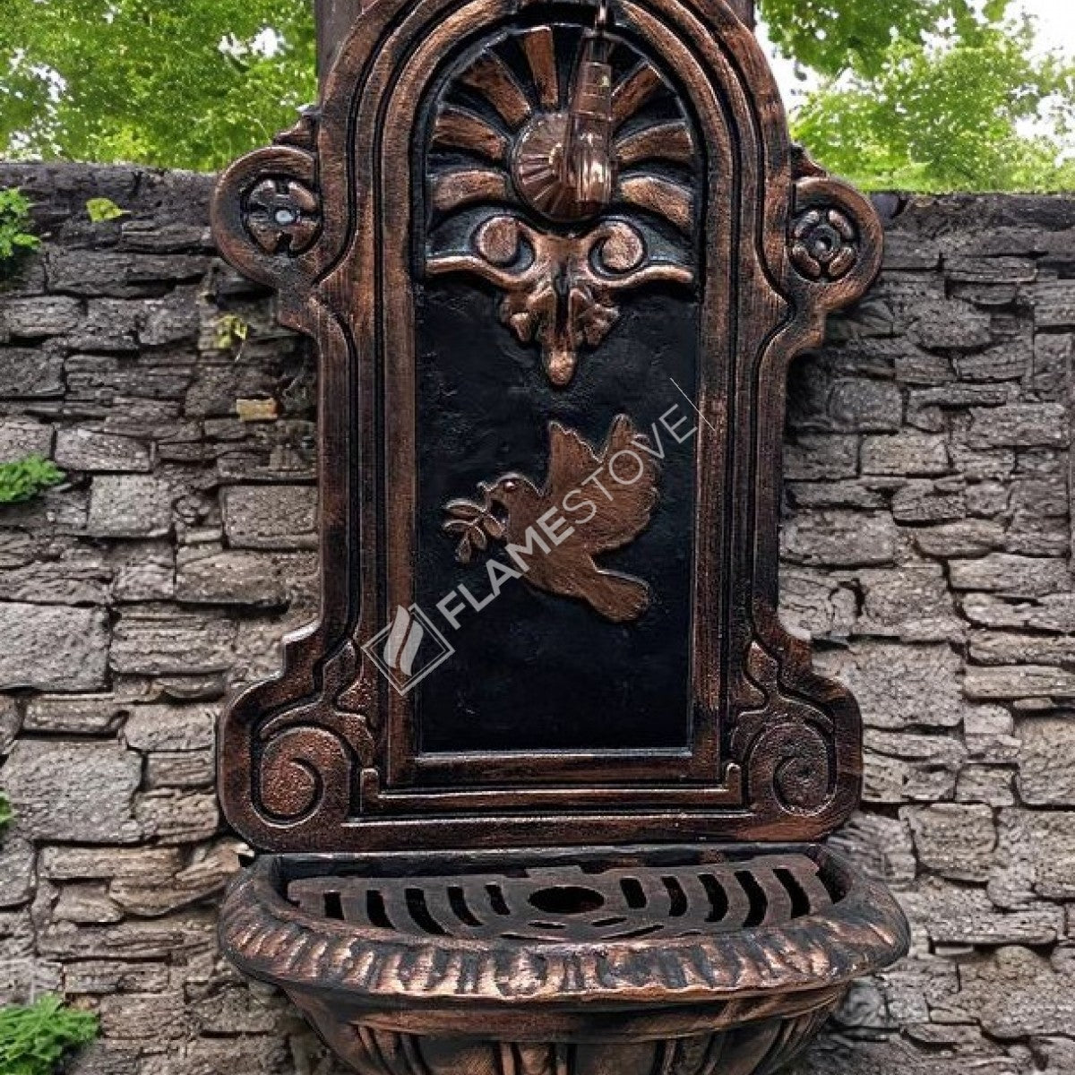 FlameStove FS-907 patterned aluminum Garden Fountain Bird