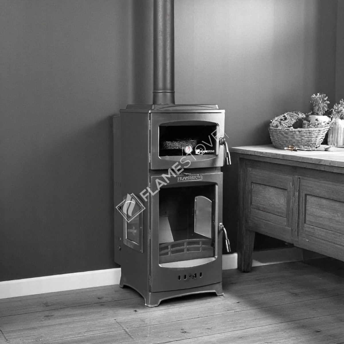 Lux Stove Pellet stove with 3 glass Lodi Gourmet | high efficiency Pellet Stove, Class A, Schott Robax glass, chrome, combustion chamber, 12 kW