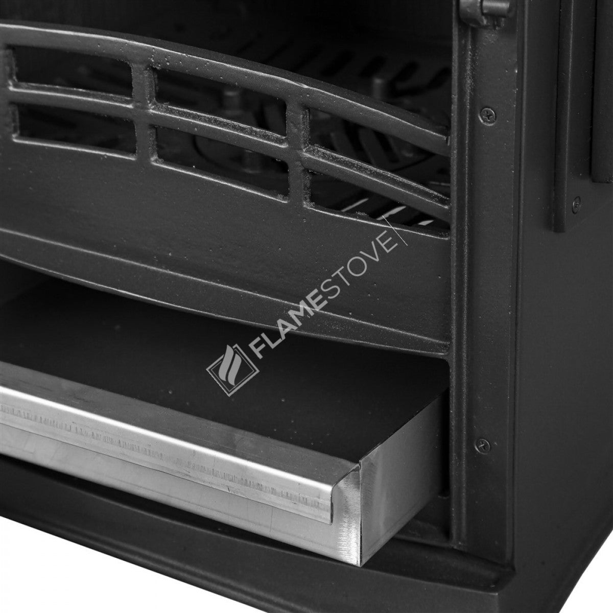 Side loading Lodi Flame Stove Fireplace, Stove | high efficiency wood & coal stove, double Combustion, Class A, Schott Robax Glass, 5 kW