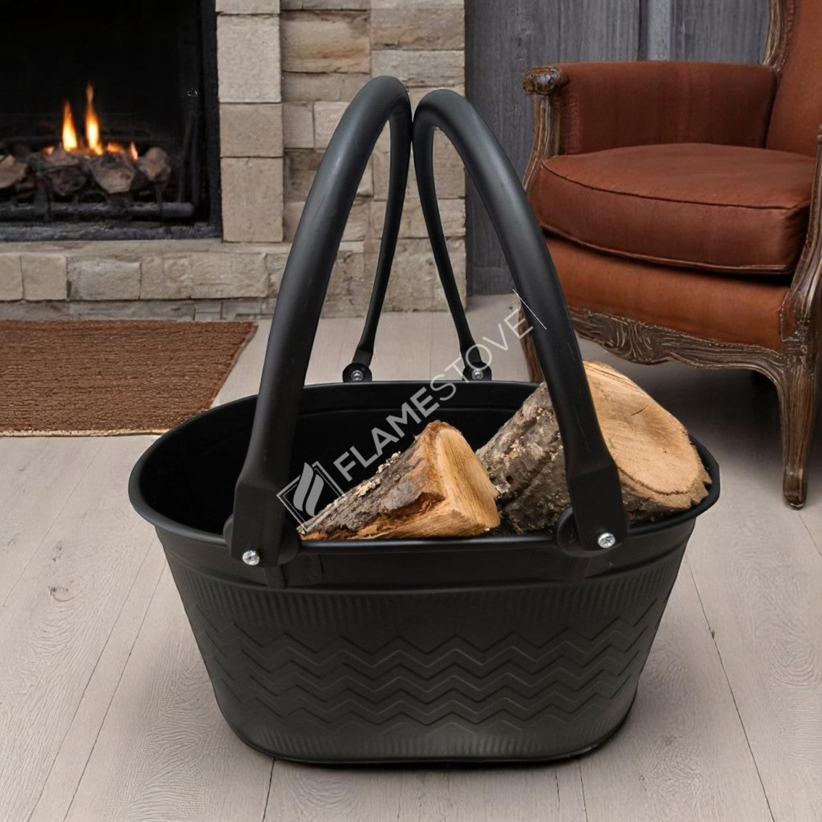 OVAL DOUBLE HANDLED BUCKET WOOD - MAT
