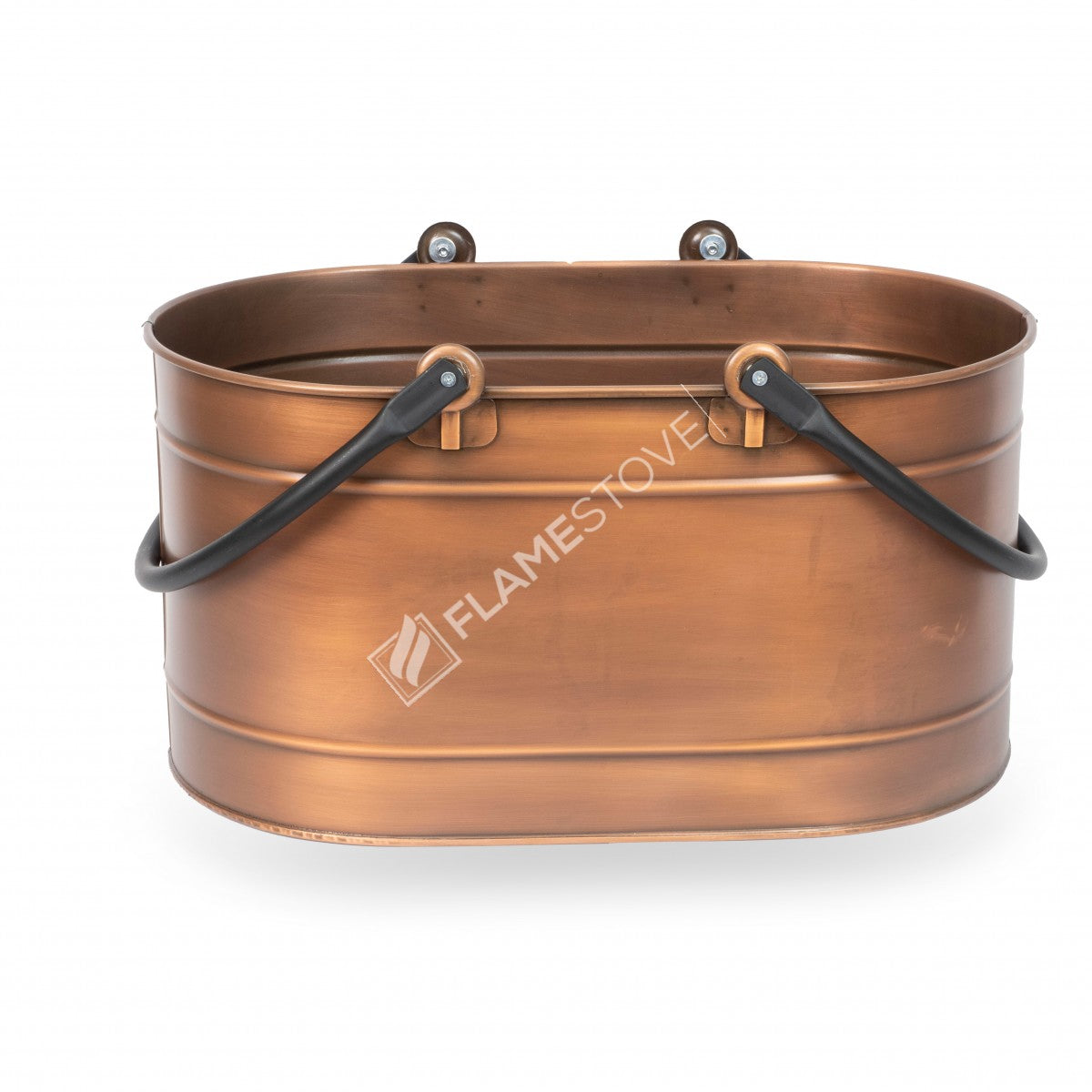 Double pipe Wood Oval bucket with handles | decorative Metal and durable in apartment | 48x29x24,5