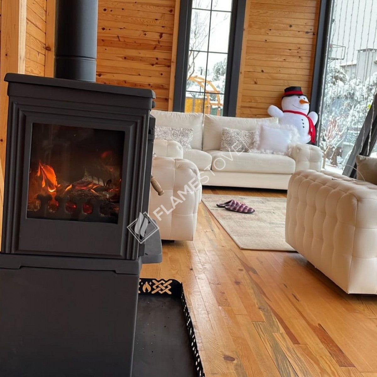 Retro Style Stove Odunluklu Lux 3 glass Casting | high efficiency Wood & coal stove, Schott Robax Glass, rear air Balance System, 9 kW