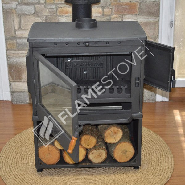 Retro style Stove Flame TBSP FS-10 kW high efficiency solid fuel stove cast 041YKST | Double clamshell design | German Schott glass robax