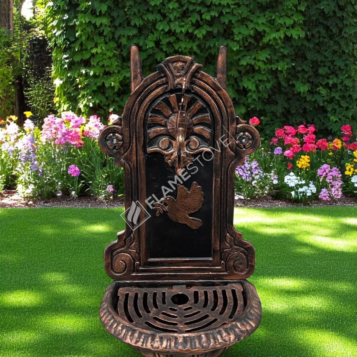FlameStove FS-907 patterned aluminum Garden Fountain Bird