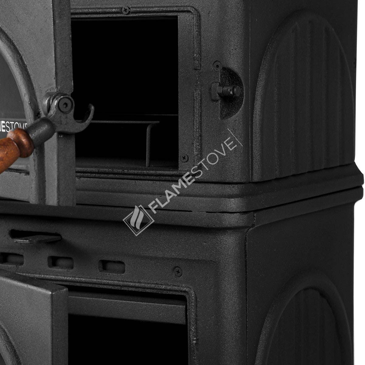 Praising Casting Furnaces Stove Modena High Strength | high efficiency Wood &amp; coal stove, Schott Robax Glass, wooden handle, 10 kW