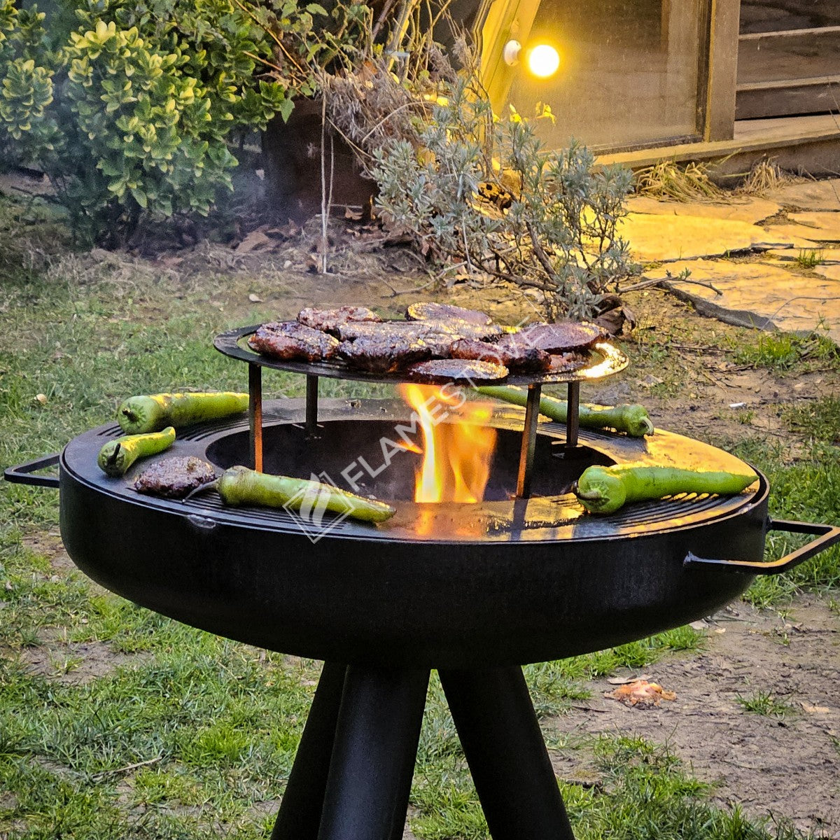 Feast Flame and fire pit | 60 cm sub-grid | Grill Top 34 cm | 2.5 mm thick hair | Deep Reservoir