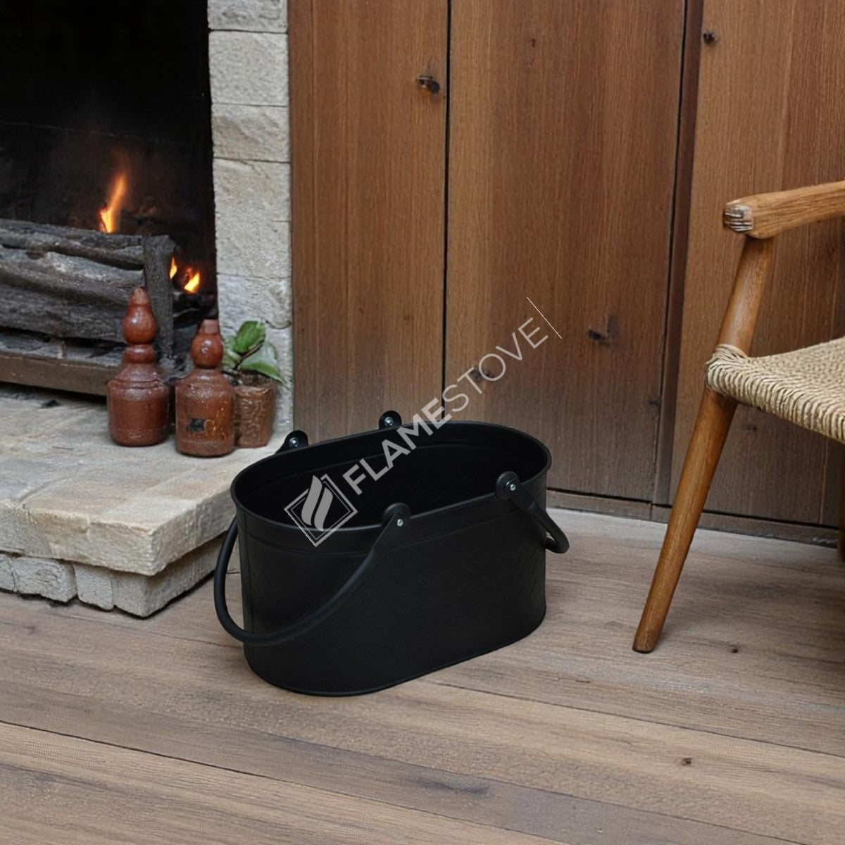 OVAL DOUBLE HANDLED BUCKET WOOD - MAT