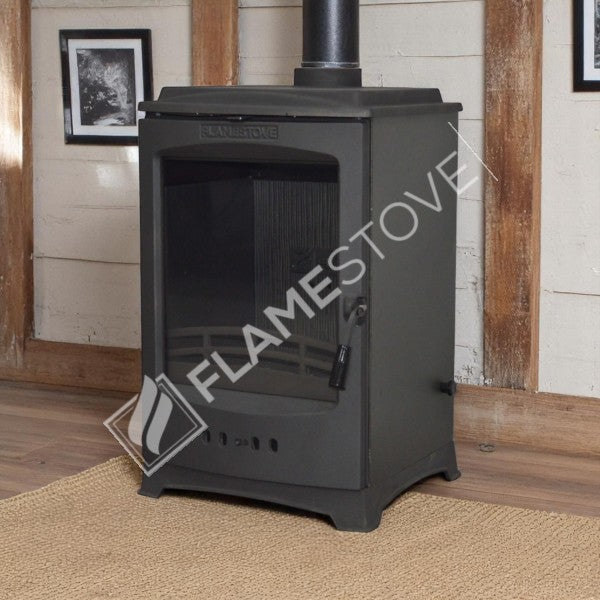 Lodi Stove Stove Fireplace Classic Flame | high efficiency Wood & coal stove, double Combustion, Class A, Schott Robax Glass, 5 kW