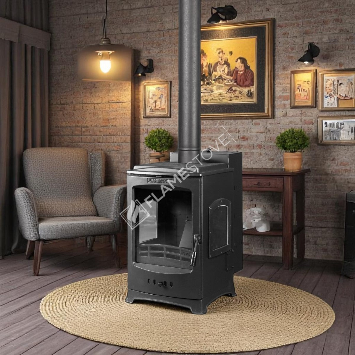 Lodi Lux Pellet Stove triple-glazed | pellet stove high efficiency, Class A, Schott Robax glass, chrome, combustion chamber, 7 kW