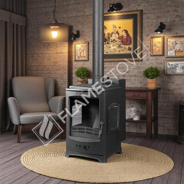 Lodi Lux Pellet Stove triple-glazed | pellet stove high efficiency, Class A, Schott Robax glass, chrome, combustion chamber, 7 kW