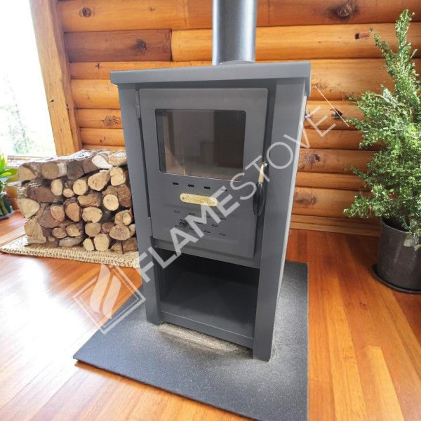 Set of 3: Steel outer surface fire-brick Stove, Aluminum Swingarm team and the woodshed