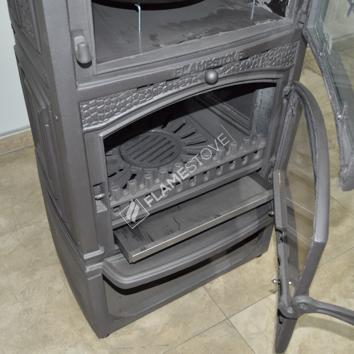 FLAME STOVE FS-casting furnaces 13ST Sirius Maxi Style Stoves | Wood &amp; coal-fired | Double combustion system | 15 kW power | high efficiency heating and cooking| Schott-Robax Glass | Wood &amp; coal-fired