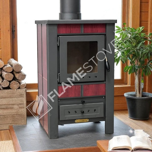 Steel Exterior Fire-Brick Stove | Schott Robax Glass, High Efficiency Solid Fuel Stove