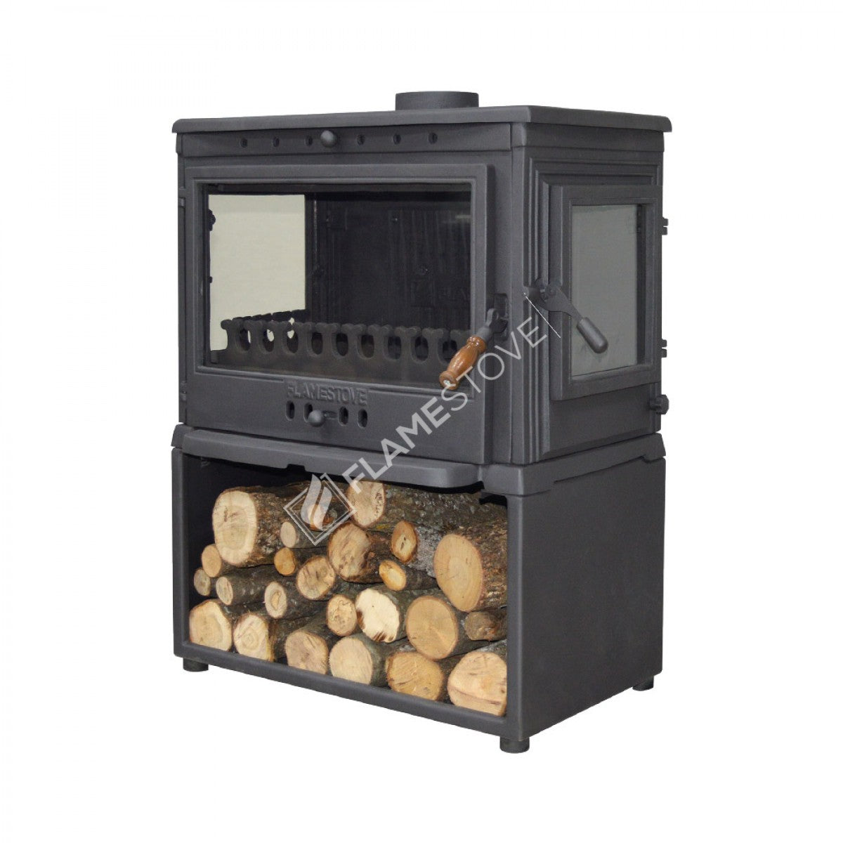 3 TBSP Lux casting glass Stove Retro style side Odunluklu Clamshell | high efficiency Wood & coal stove, Schott Robax Glass, 10 kW