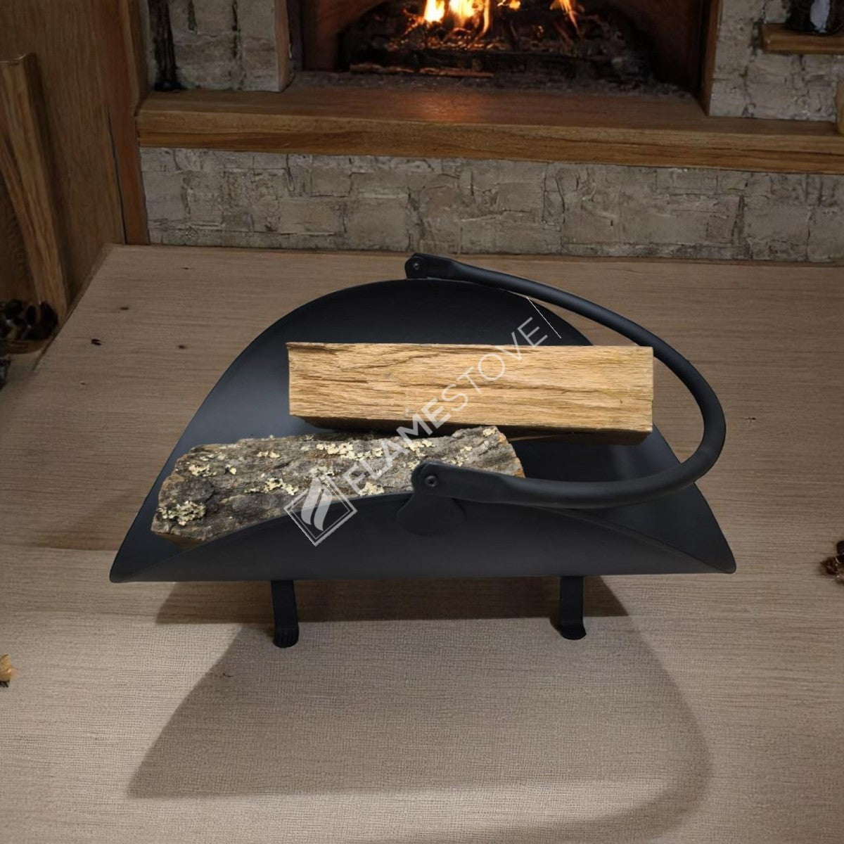 Wood bucket with handles Oval pipe | apartment fireplaces and Bucket | 59x40x20 cm | elegant and ergonomic