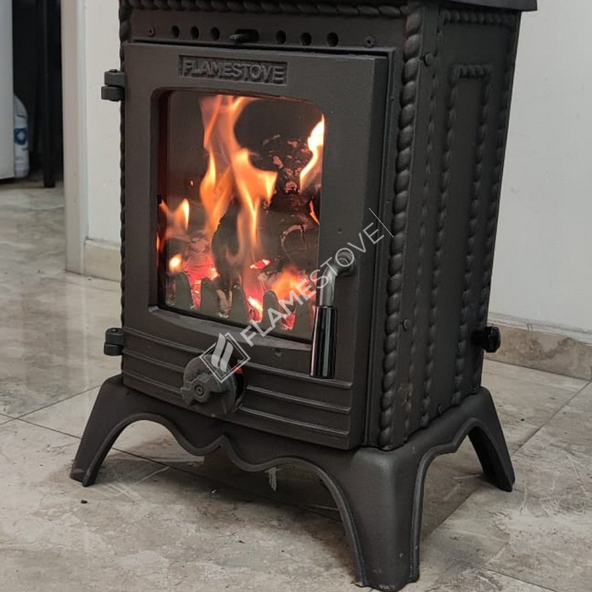 Minor high-strength cast iron stove | high efficiency Wood & coal stove, Schott Robax Glass, 50 m2 Heating