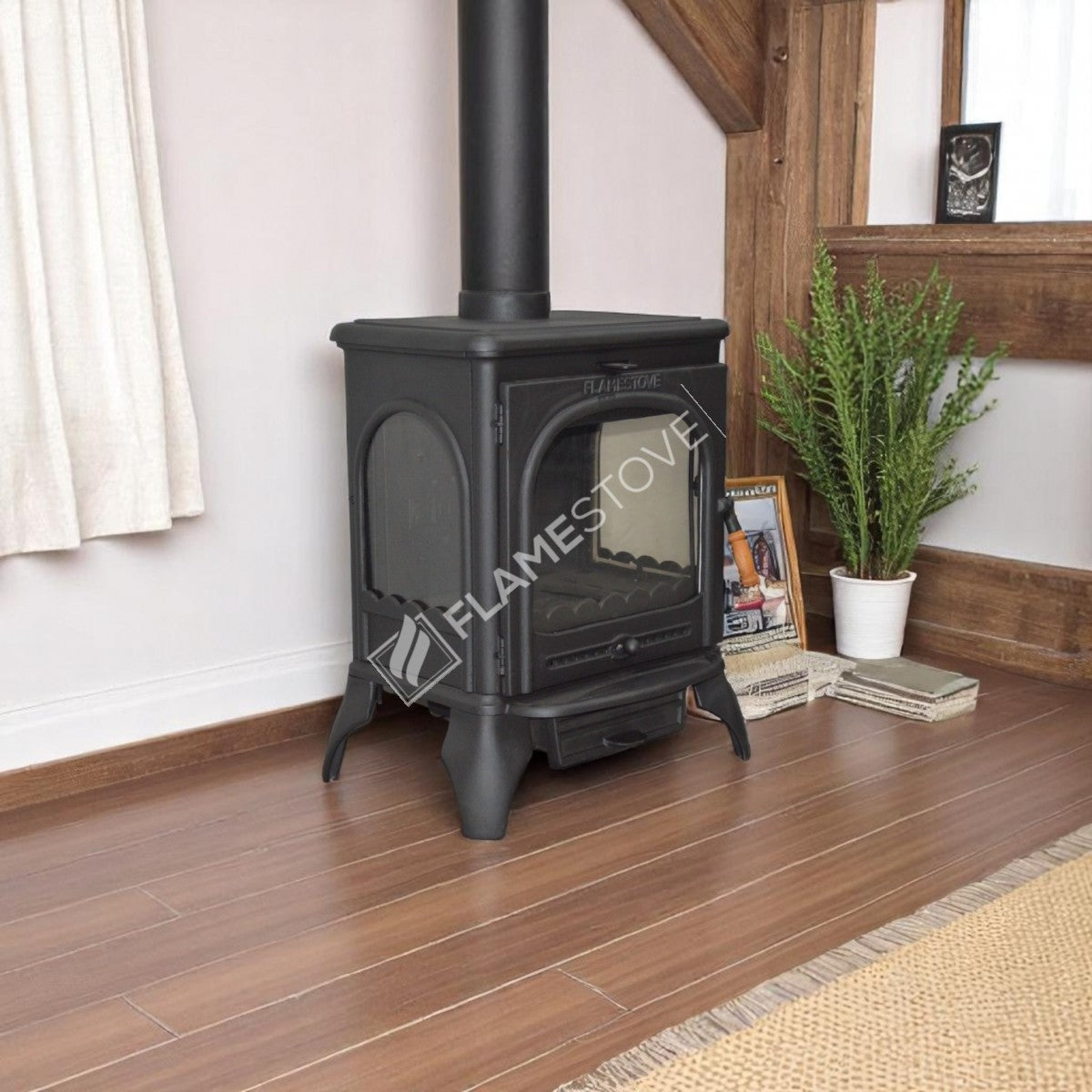 Lower the Lux 3 glass ashtray with high strength Casting Stove Modena | High Efficiency Wood & coal stove, Schott Robax Glass, shaking and an ash Discharge System 8 kW