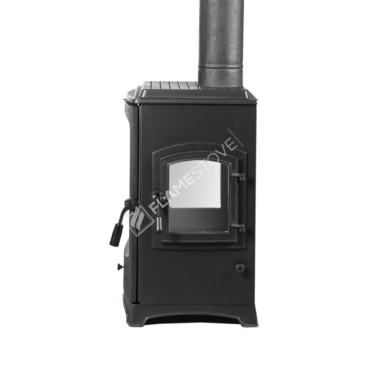 Three Glazed side loading Lodi Flame Stove Fireplace, Stove | high efficiency wood & coal stove, double Combustion, Class A, Schott Robax Glass, 5 kW