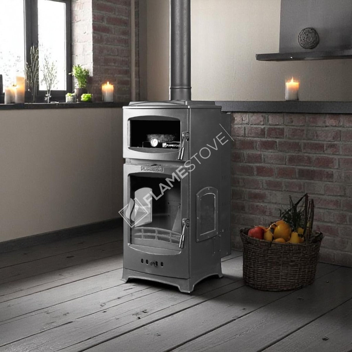 Lux Stove Pellet stove with 3 glass Lodi Gourmet | high efficiency Pellet Stove, Class A, Schott Robax glass, chrome, combustion chamber, 12 kW