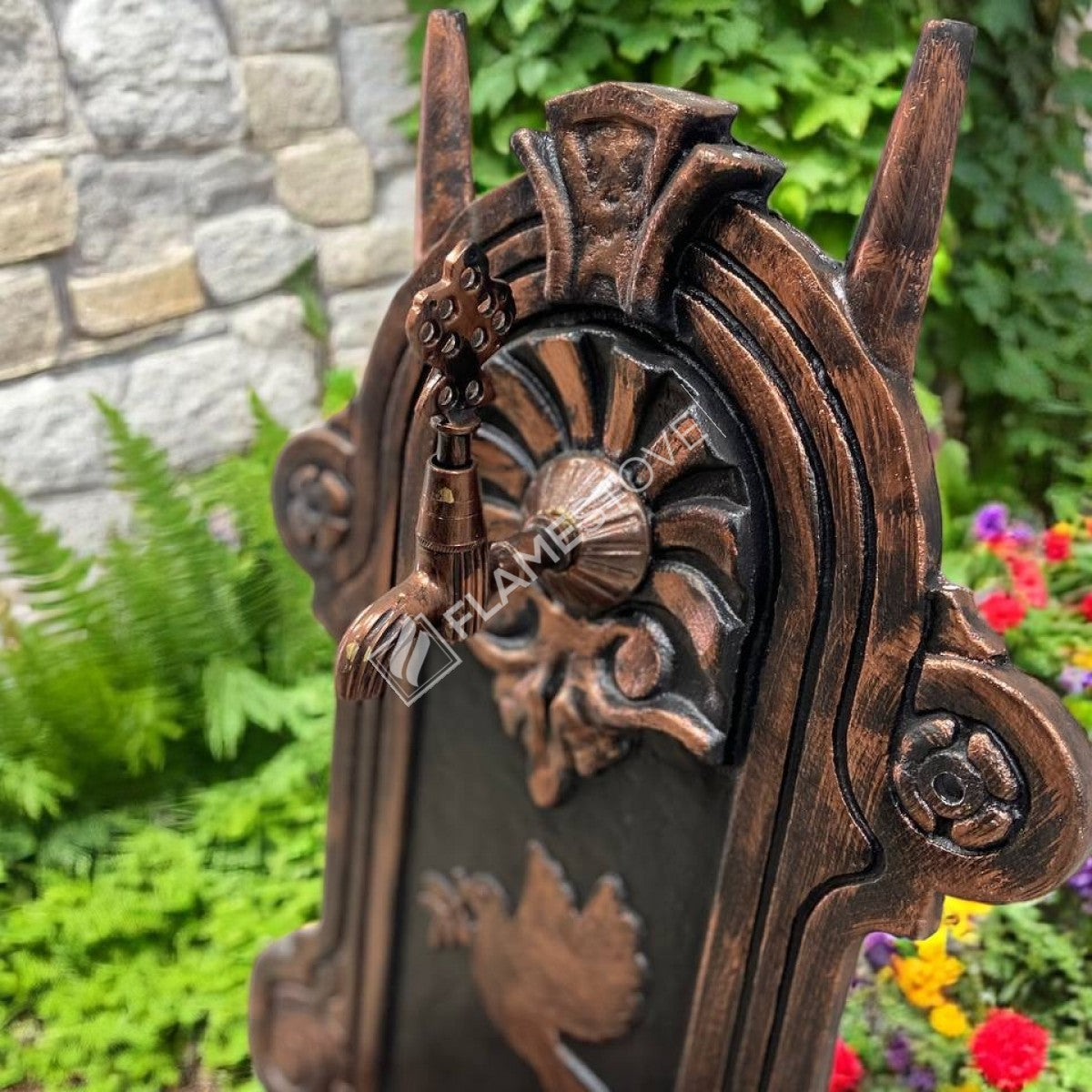 FlameStove FS-907 patterned aluminum Garden Fountain Bird