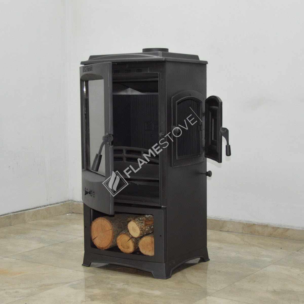 Lodi Flame Stove Side-Loading Odunluklu Fireplace Stove | High Efficiency Wood & Coal Stove, Double Combustion, Class A, Schott Robax Glass
