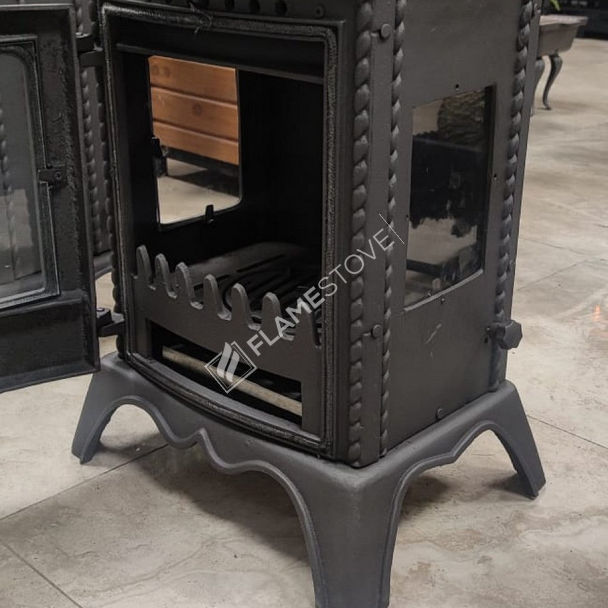 Minor Lux 3-Sided double glass-fired stove cast | high efficiency wood &amp; Coal Stove, Class A, Schott Robax Glass, 50 m2 Heating