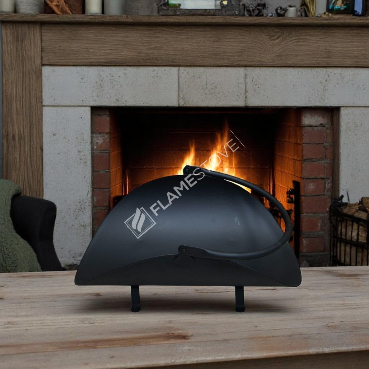 Wood bucket with handles Oval pipe | apartment fireplaces and Bucket | 59x40x20 cm | elegant and ergonomic