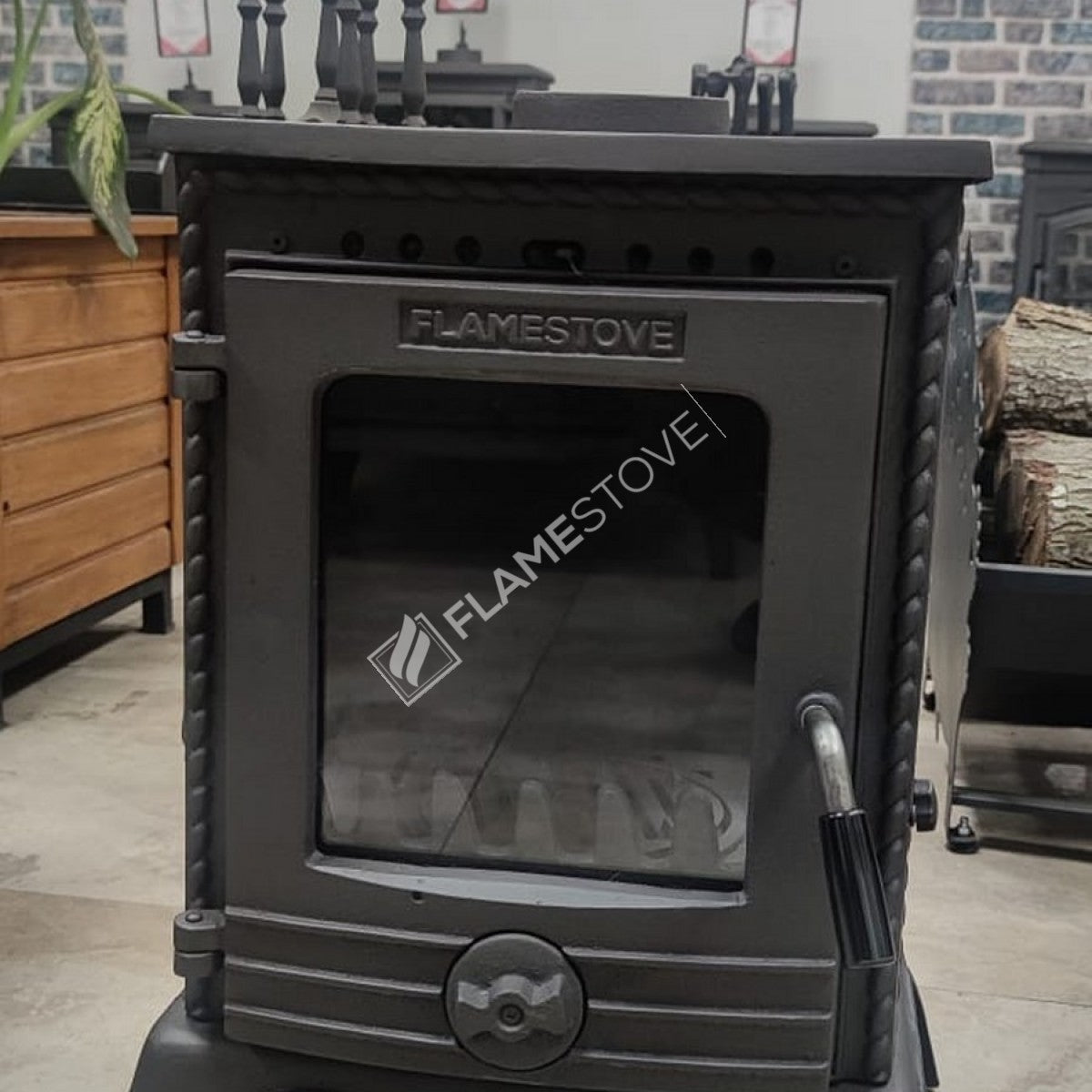 Minor Lux 3-Sided double glass-fired stove cast | high efficiency wood &amp; Coal Stove, Class A, Schott Robax Glass, 50 m2 Heating
