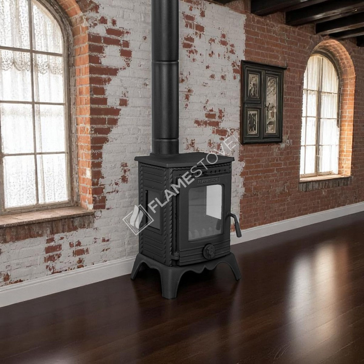 Minor Lux 3-Sided double glass-fired stove cast | high efficiency wood &amp; Coal Stove, Class A, Schott Robax Glass, 50 m2 Heating