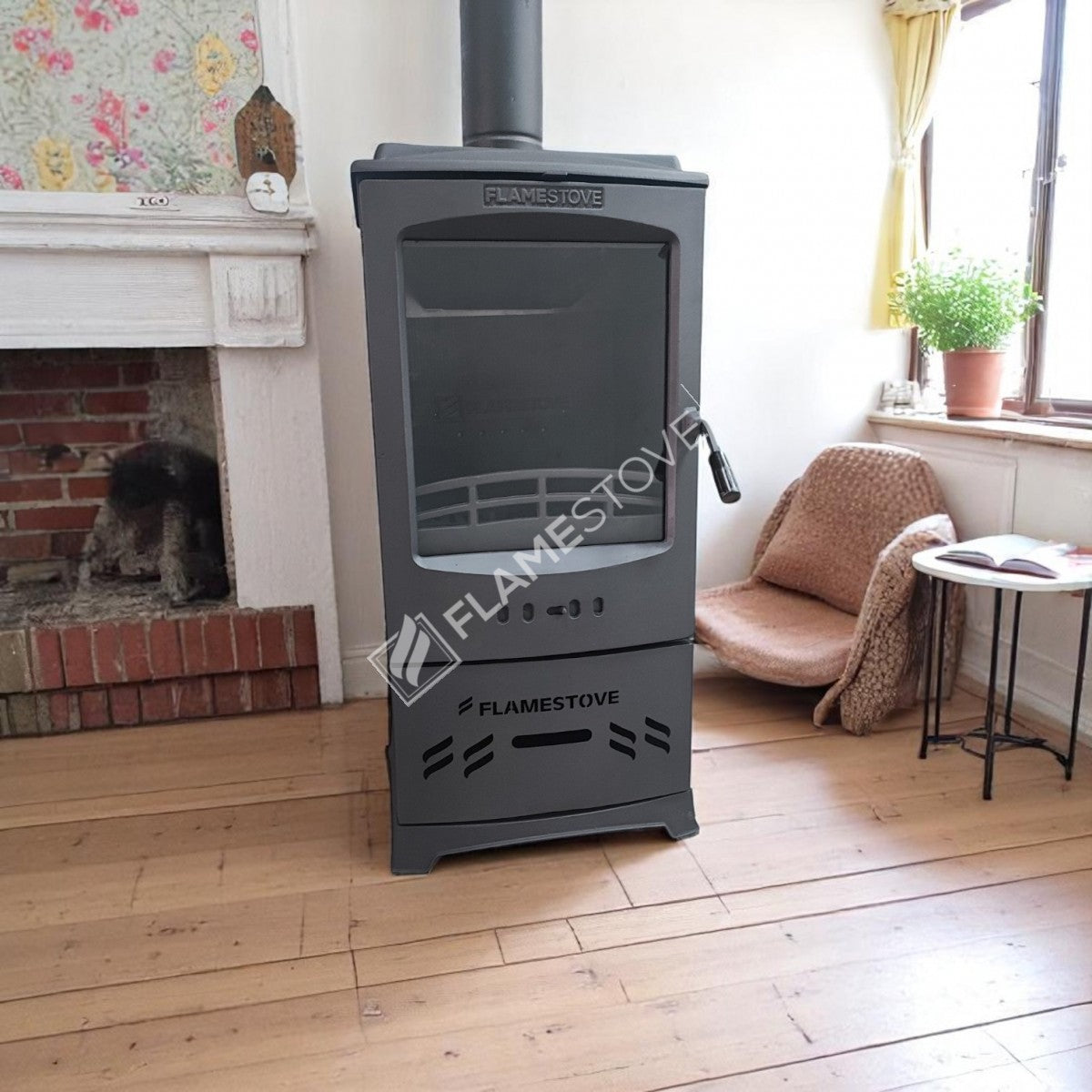 Lodi Stove Flame enameled cast Steel stove with internal reservoir | A double-fired, Schott Robax Glass, Odunluklu, 5 kW