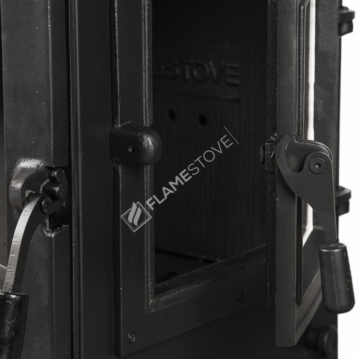 Three Glazed side loading Lodi Flame Stove Fireplace, Stove | high efficiency wood & coal stove, double Combustion, Class A, Schott Robax Glass, 5 kW