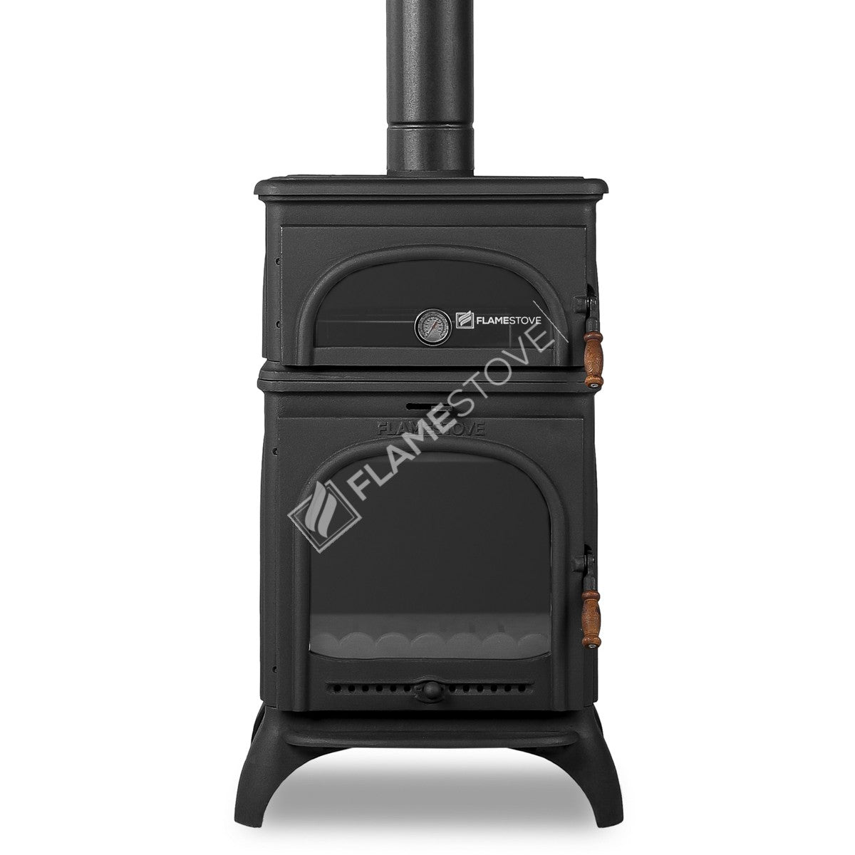 Praising Casting Furnaces Stove Modena High Strength | high efficiency Wood &amp; coal stove, Schott Robax Glass, wooden handle, 10 kW