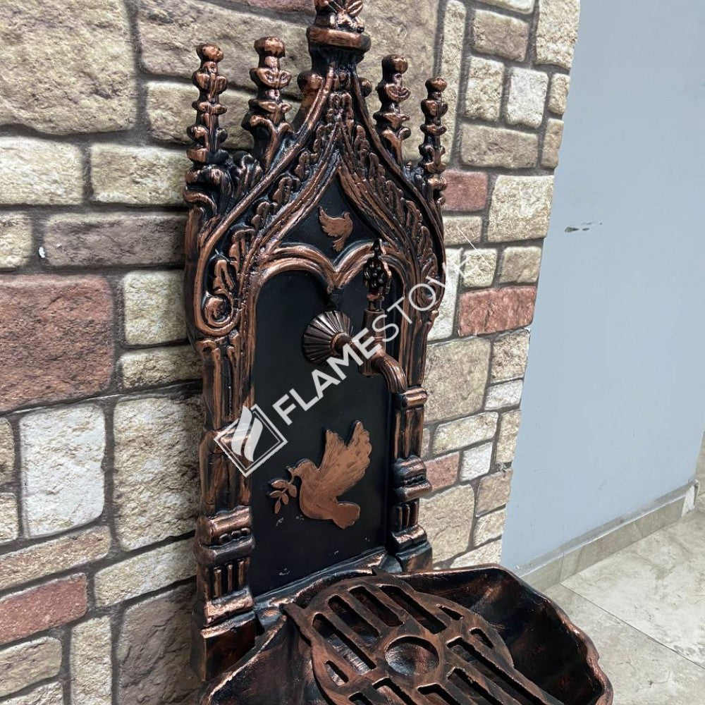 Flame Stove FS-904 mussels aluminum copper Garden Fountain - stylish design with bird motif!