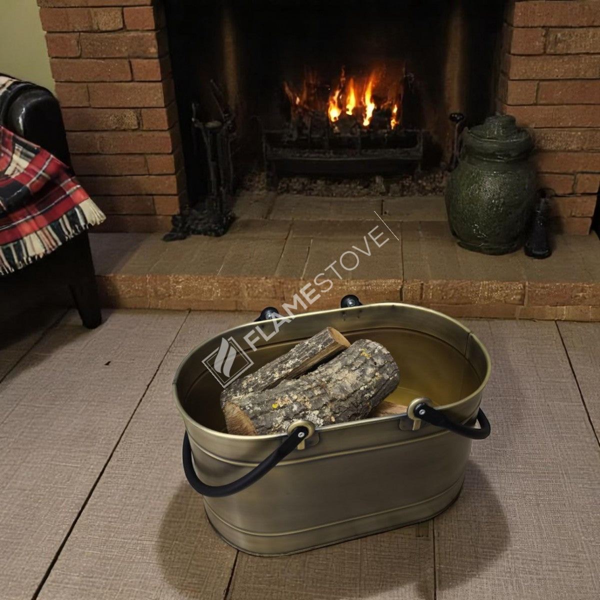 DOUBLE-HANDLE BUCKET OVAL GOLD WOOD - GOLD