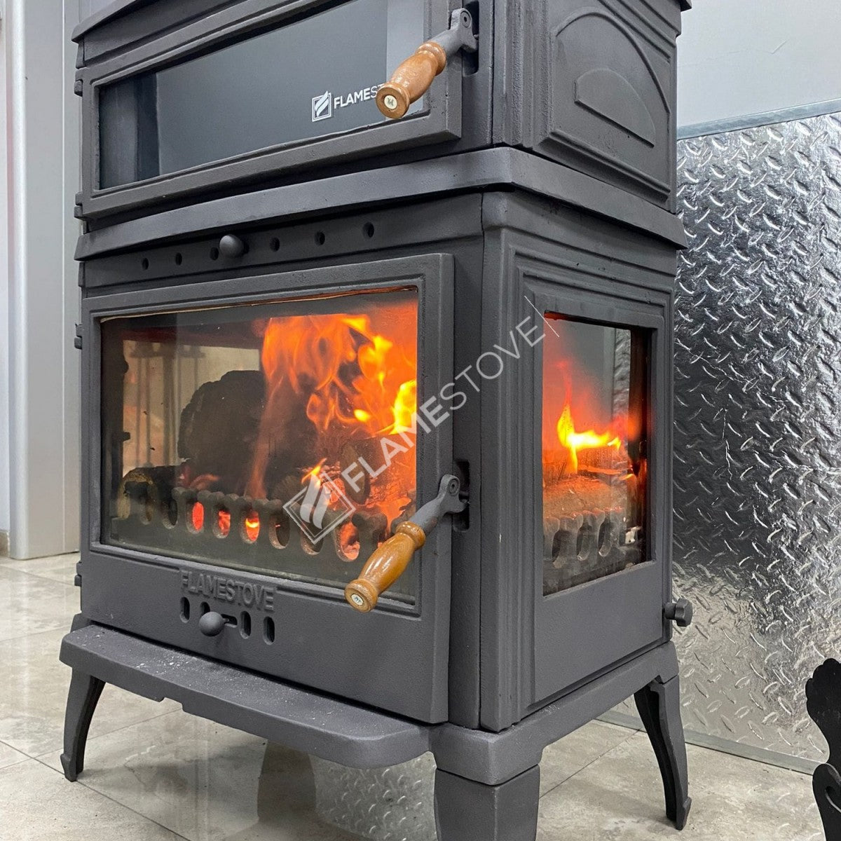 High Efficiency Wood & Coal Stove - Retro Lux Double-Fired Enamel Furnaces, Casting Body