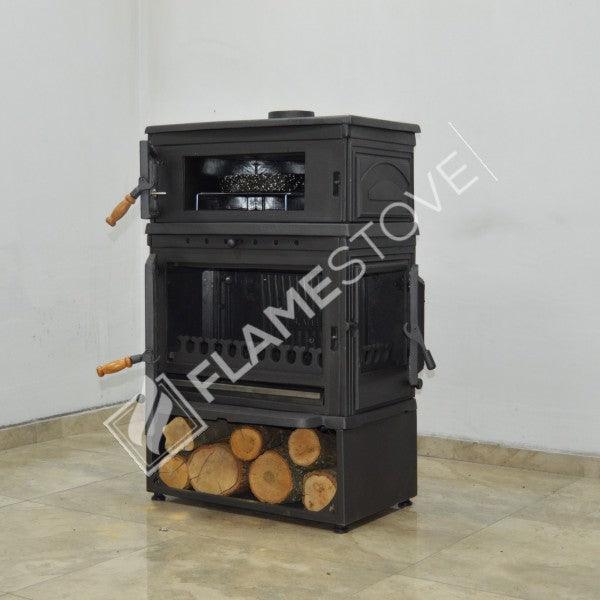 Retro Style Stove Odunluklu Casting Furnaces Upright | Double-Fired, Schott Robax Glass, oven thermostat, 13 kW