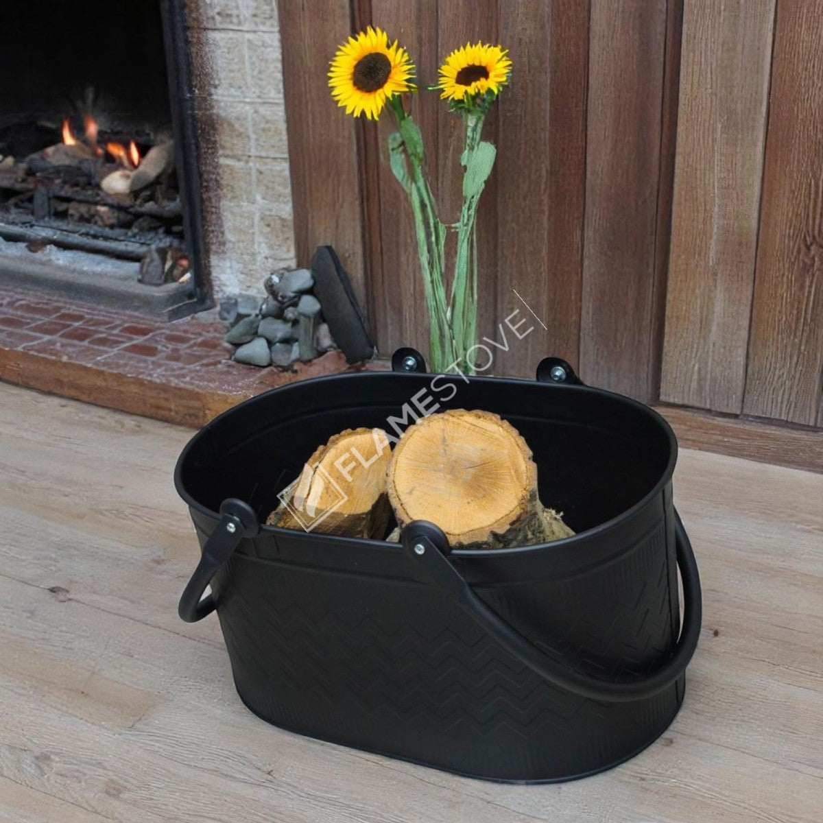 OVAL DOUBLE HANDLED BUCKET WOOD - MAT