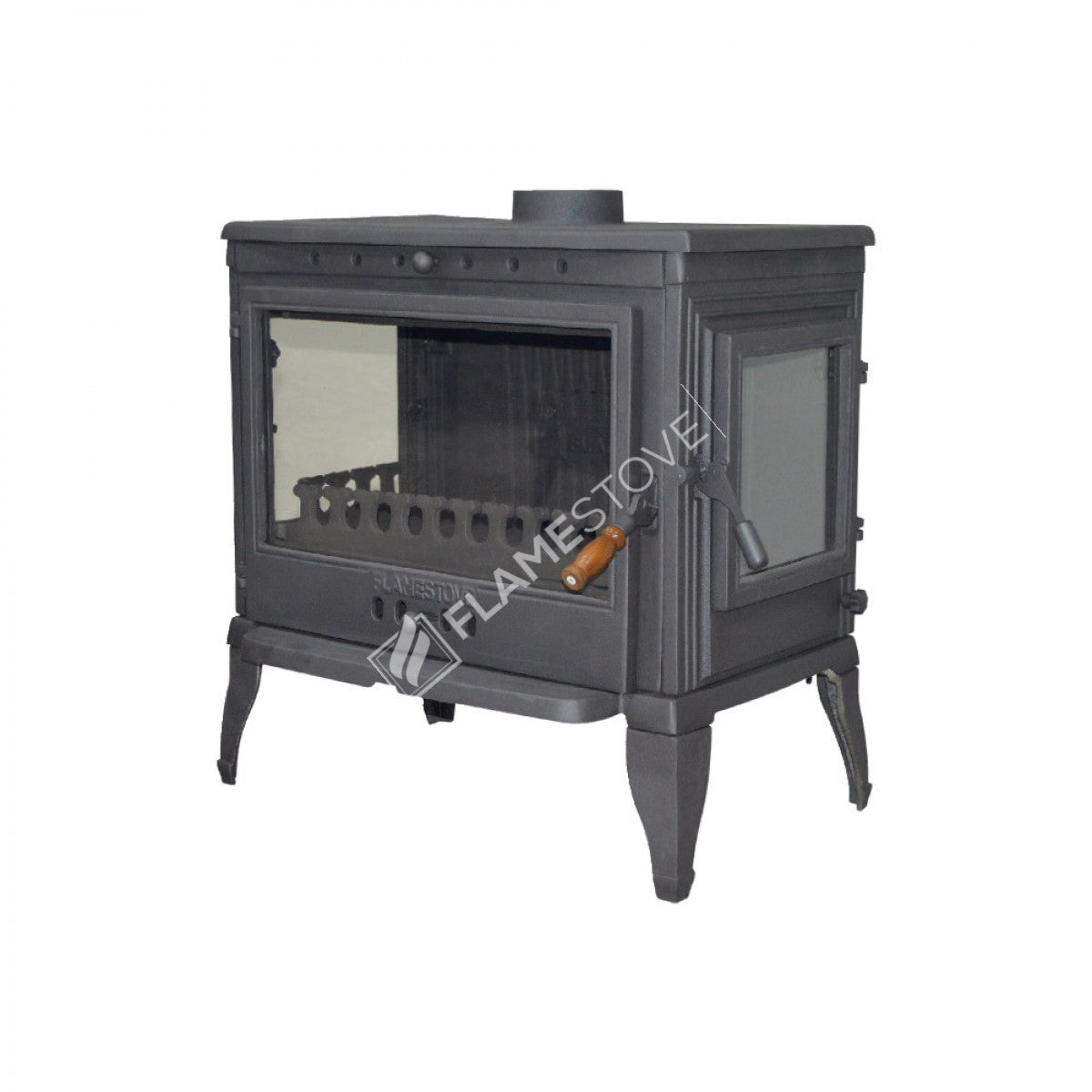 Retro Stove with the lid Lux 3 side Glass Casting | high efficiency Wood & coal stove, Schott Robax Glass, rear air Balance System, 10 kW