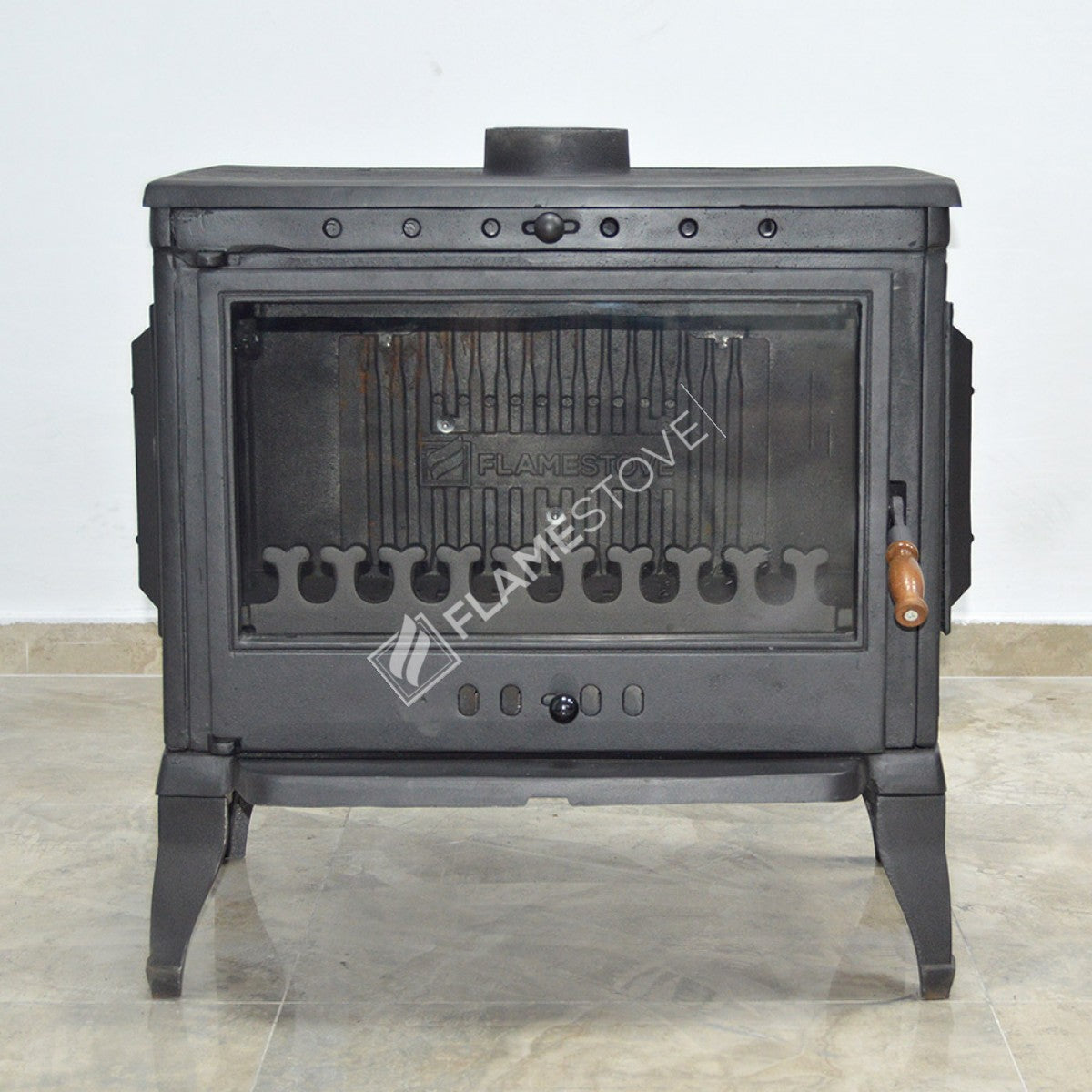 Retro, classic, all Cast Stove | high efficiency wood & Coal Stove, Schott Robax Glass, rear air Balance System, 10 kW