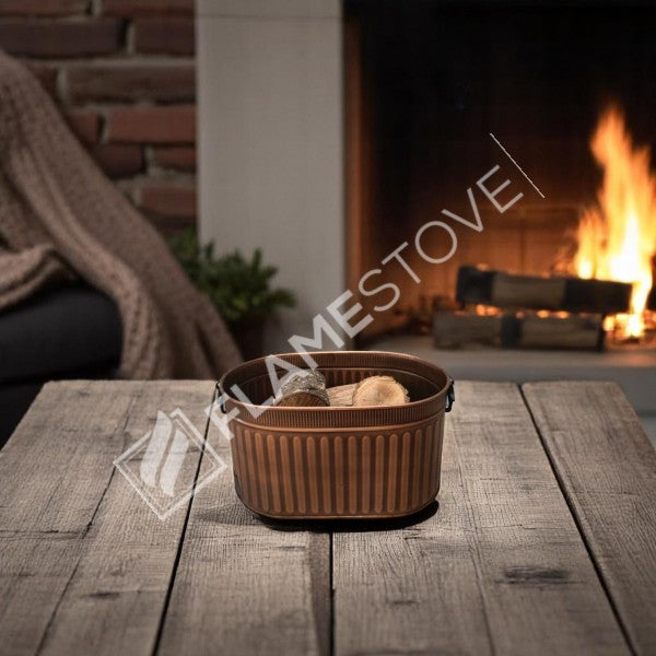 ROCKING WOOD BUCKET WITH HANDLE - COPPER