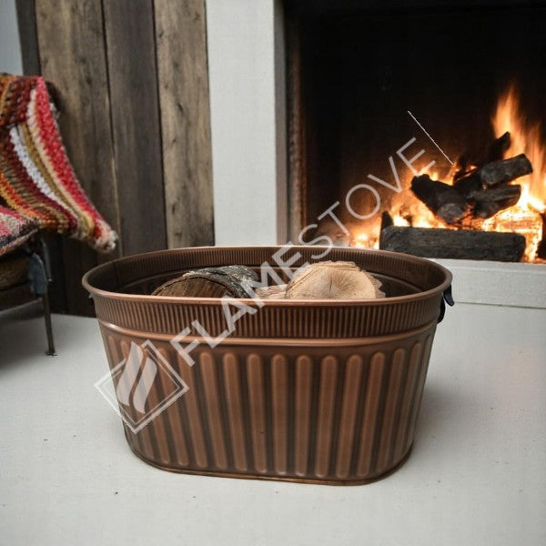 ROCKING WOOD BUCKET WITH HANDLE - COPPER