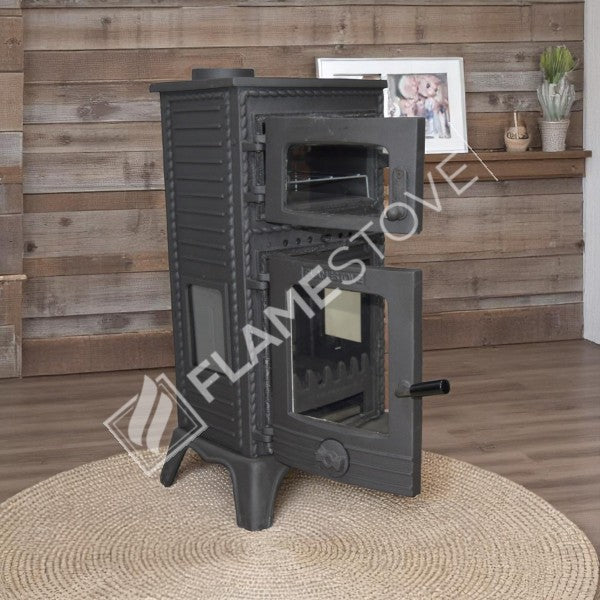Lux stove cast iron stove with 3 sided glass Major | high efficiency Wood & coal stove, Schott Robax glass, enamel Stove, Heating 70 m2